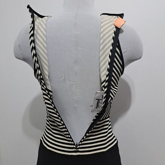 Vintage Tadashi Bodycon High Front Slit Y2K Classic Rib Knit Gothic Maxi Dres XS - Picture 9 of 14